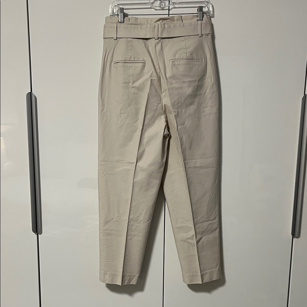 Ann Taylor NWOT Beige Straight Leg Pants with Tie Belt High Waist, Size 6 - Picture 6 of 9